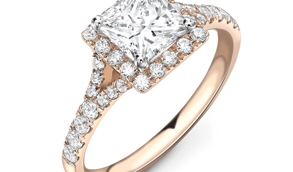 Rose gold ring with 0.50ct F VVS2 Princess Center stone